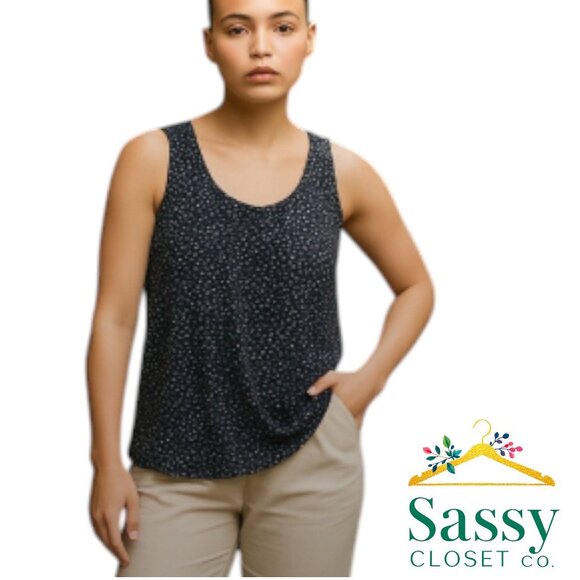 LOFT Tops - LOFT Blouse – Sleeveless Tank, Black White, XS, Excellent